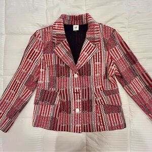 CAbi Red and White Geometric Blazer